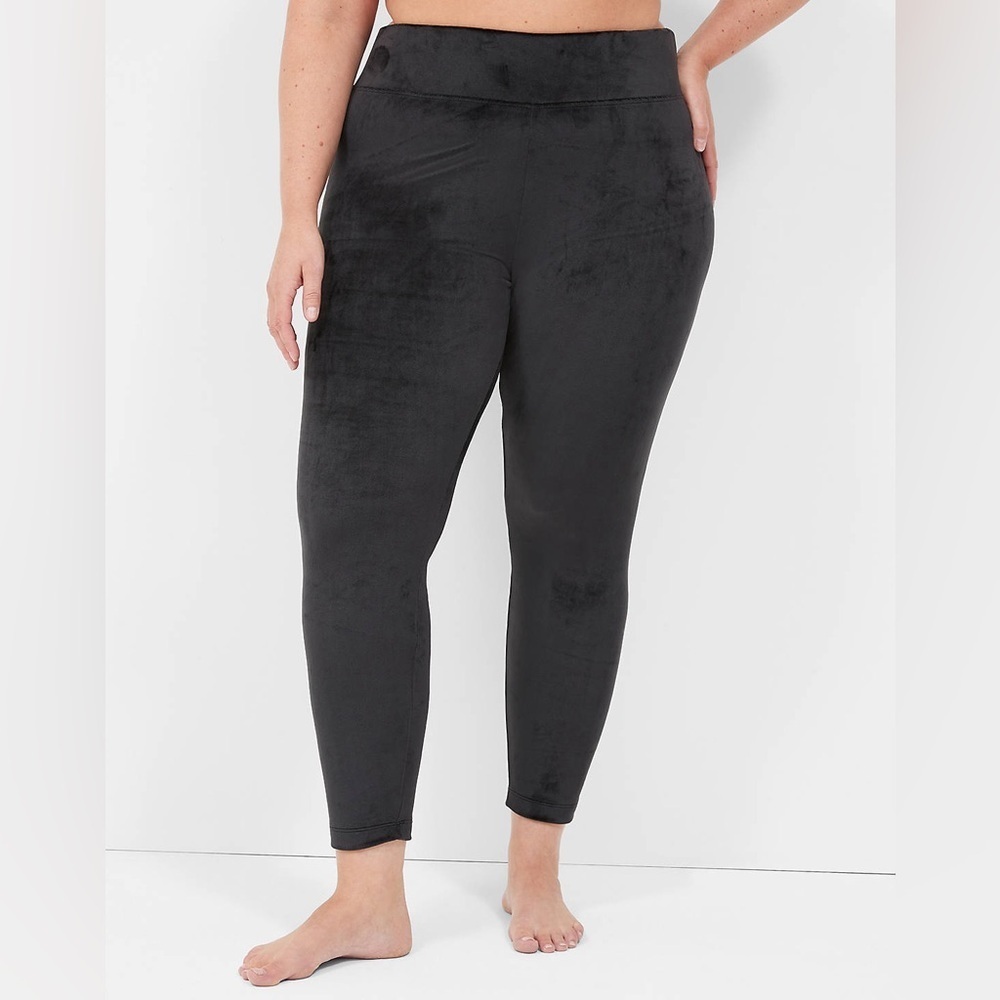 NWOT Lane Bryant Size E/F Black Plush Velvet Super Smooth Wide Waist Leggings